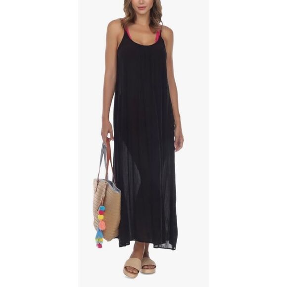 Raviya Womens Solid Maxi Cover-Up - Picture 1 of 5